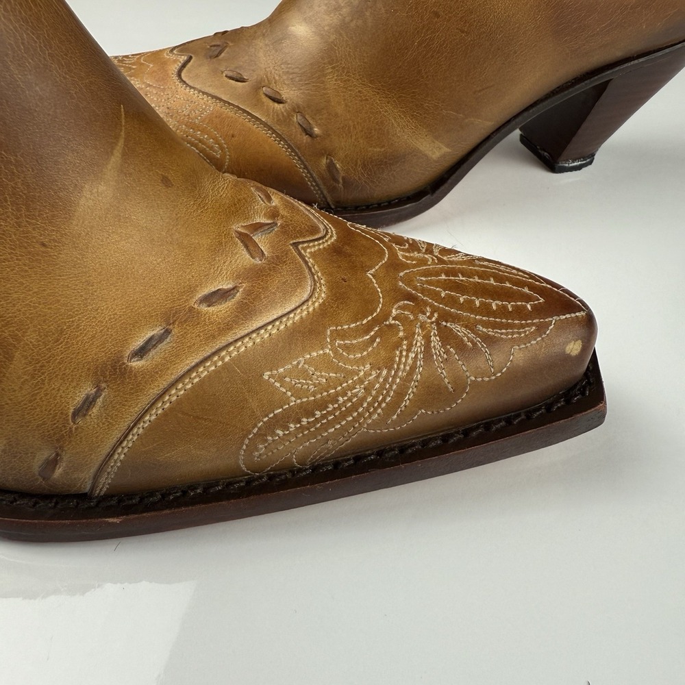 Lucchese Charlie‎ Horse Women's Mules Sz 7B Western Brown Leather Artisan Shoes - Picture 10 of 16